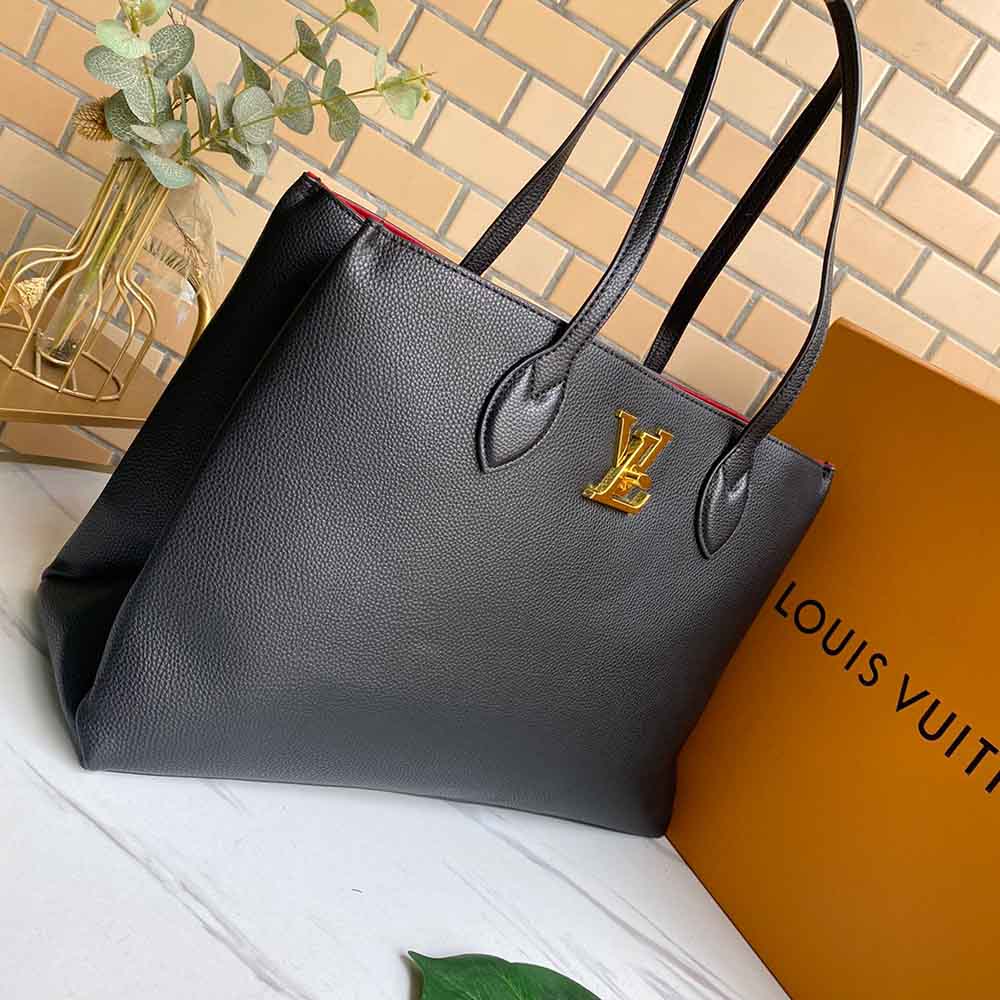 Replica Louis Vuitton Lockme Shopper M57346 Beige/Black/Green