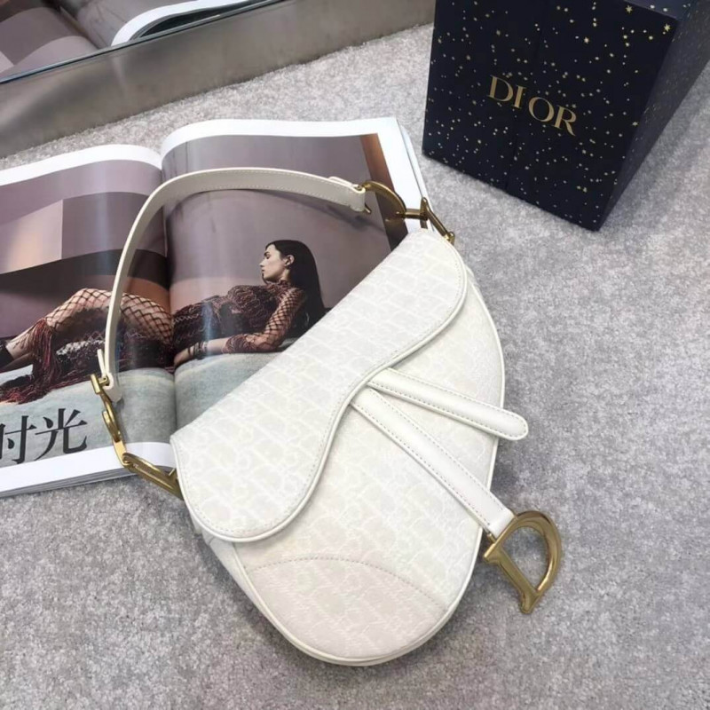 Replica Christian Dior Saddle Bag Ecru Ultramatte Calfskin M0446