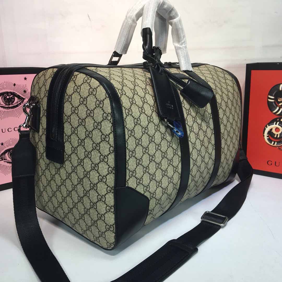 Replica Gucci Double G Black Carry-On Duffle 474131 Black/Grey