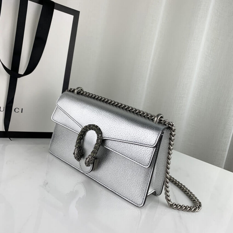 Replica Gucci Dionysus Small Shoulder Bag In Silver Lame Leather 499623