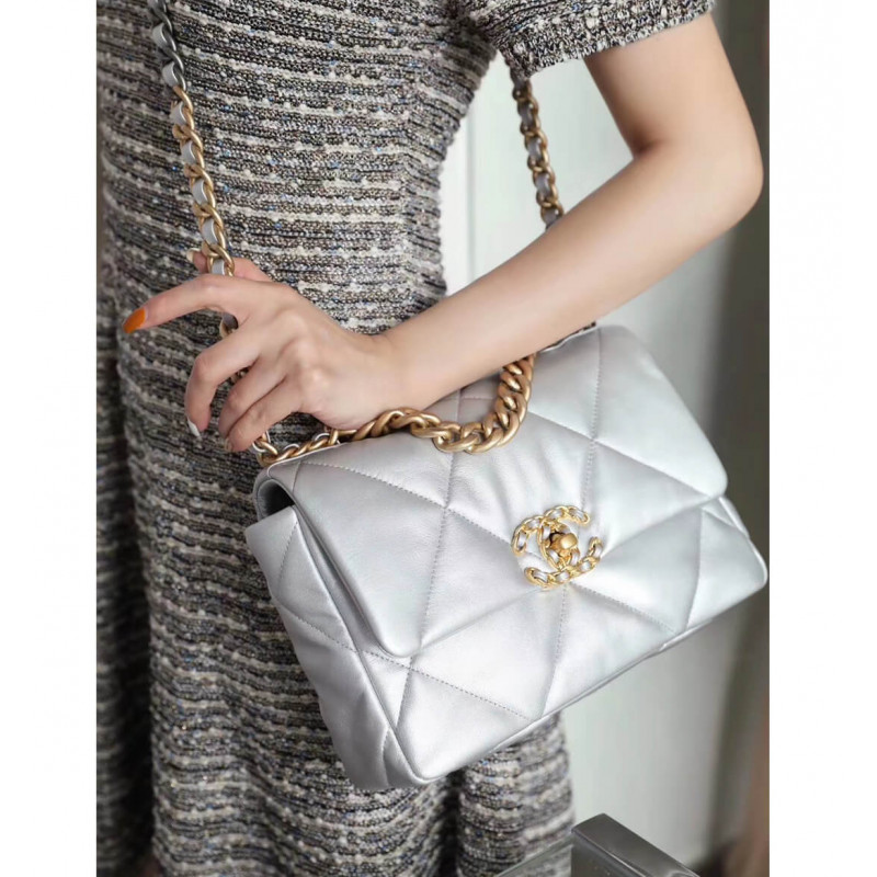 Replica Chanel 19 Flap Bag As1160 Silver