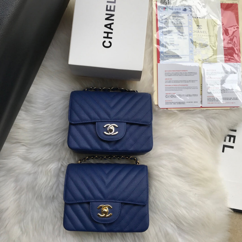 Replica Chanel Chevron Caviar Leathe 17Cm Classic Flap Bag 1115