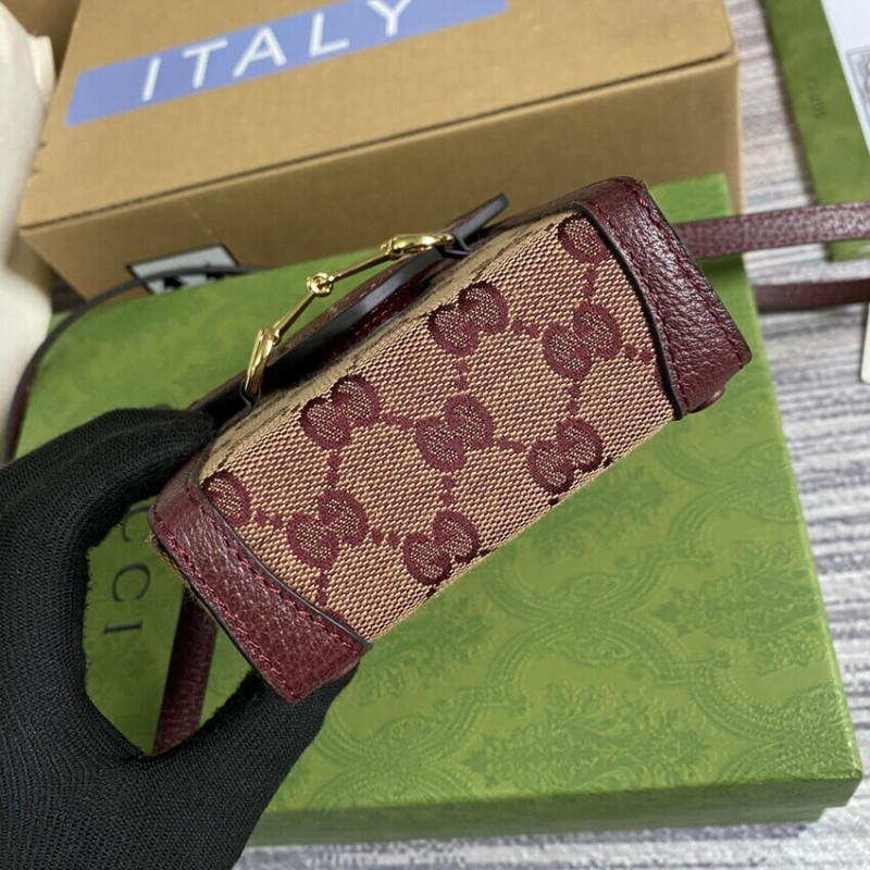 Replica Gucci Horsebit 1955 Mini Bag 625615 In Burgundy Gg Canvas