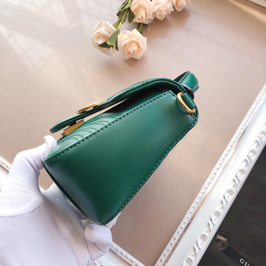 Replica Gucci Marmont Top Handle Bag Black/Brown/Green