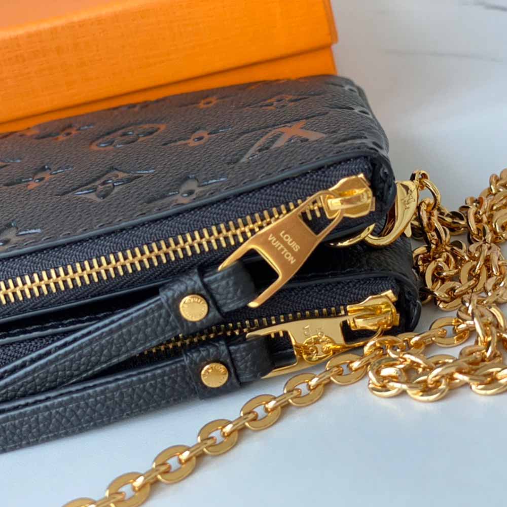 Replica Louis Vuitton Aaa- Double Zip Pochette M68568 Black/Blue
