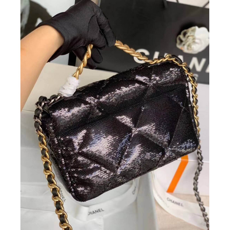 Replica Chanel 19 Flap Bag In Tweed Sequins As1160