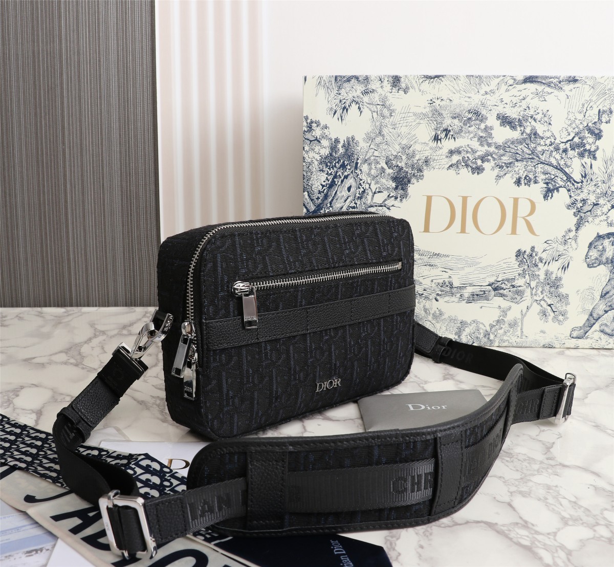 Replica Dior Safari Messenger Bag Black/Beige