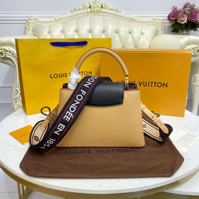 Replica Louis Vuitton Capucines Bb M59061 Black/Arizona Beige