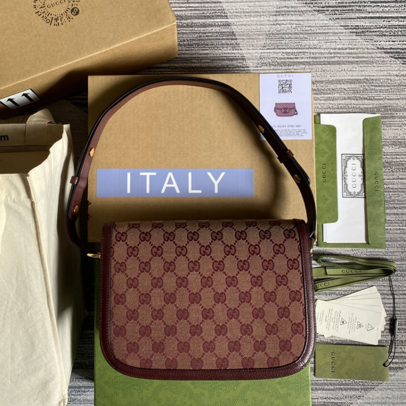 Replica Gucci Horsebit 1955 Small Bag 602204 In Burgundy Gg Canvas
