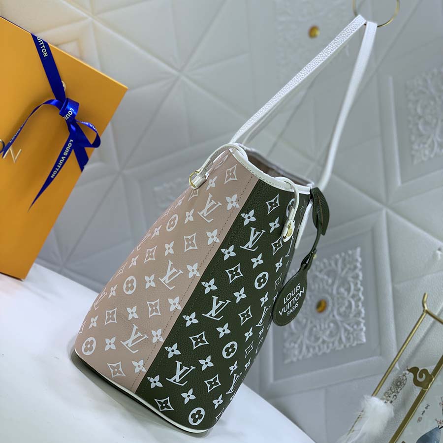 Replica Louis Vuitton Neverfull Mm Tote Bag- Green Beige