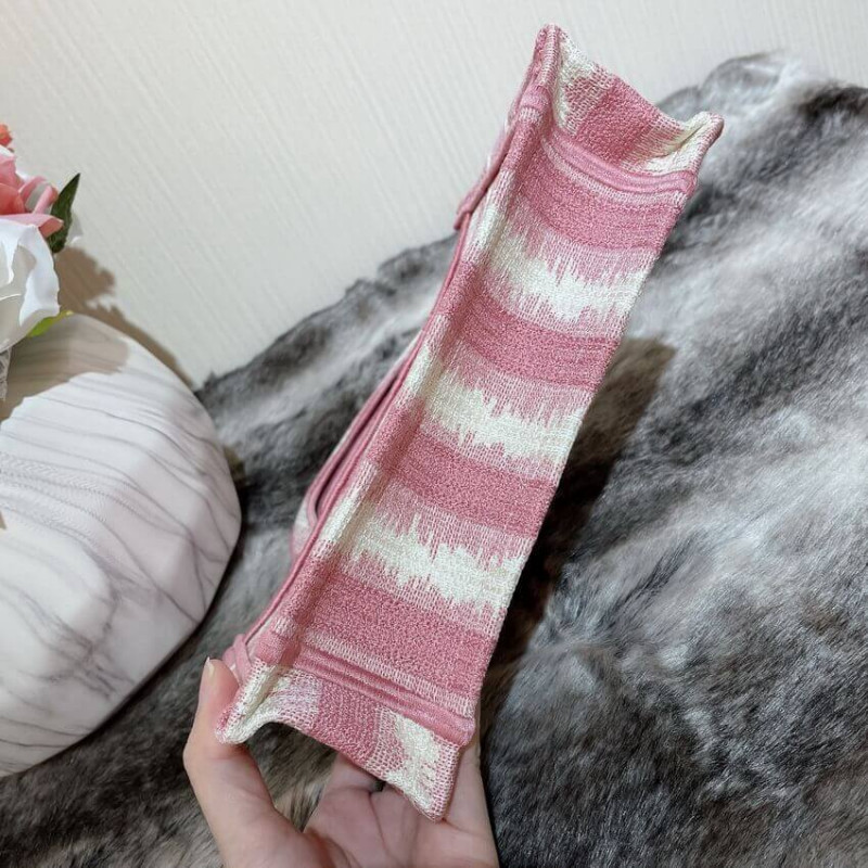Replica Christian Dior Mini Book Tote Pink D-Stripes Embroidery S5475