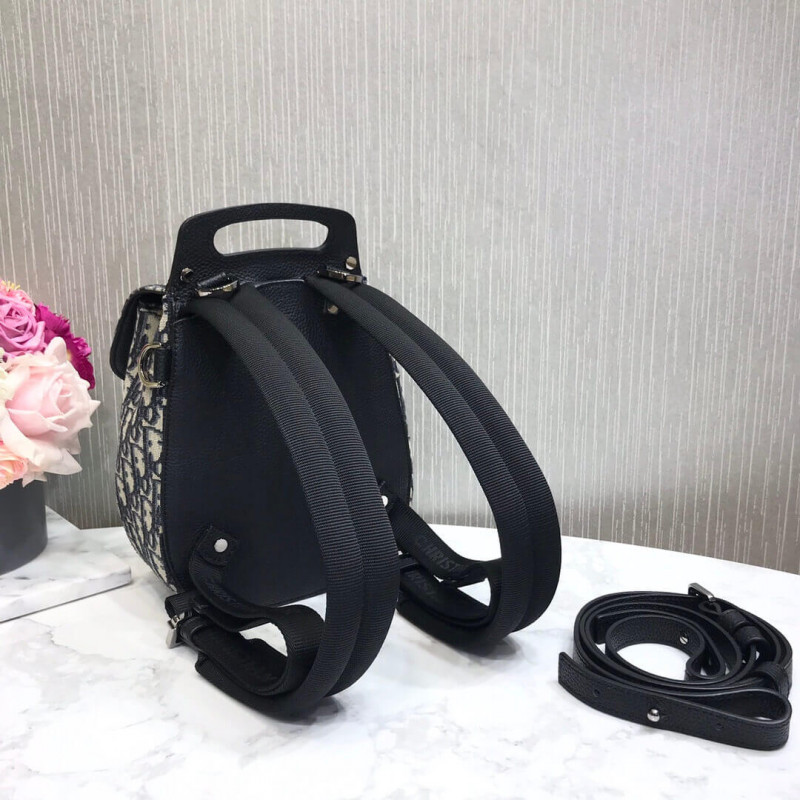 Replica Christian Dior Mini Saddle Backpack Navy Blue Dior Oblique Jacquard 1Ad086