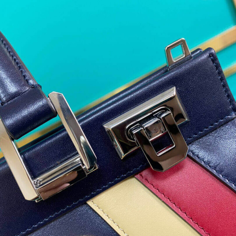 Replica Gucci Zumi Smooth Leather With Stripes Small Top Handle Bag 569712