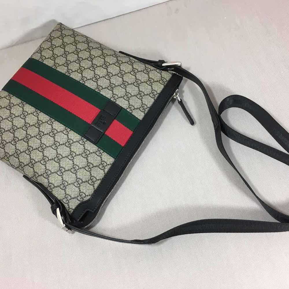 Replica Gucci Shoulder Crossbody Bag Black/Grey 387111