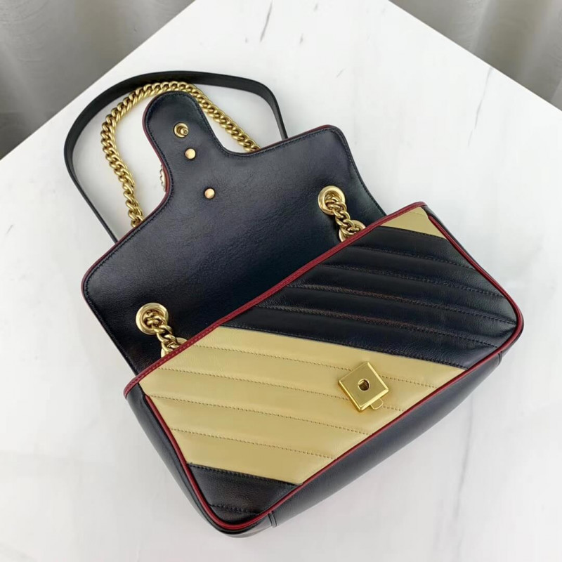 Replica Gucci Gg Marmont Small Shoulder Bag 443497 Beige/Black