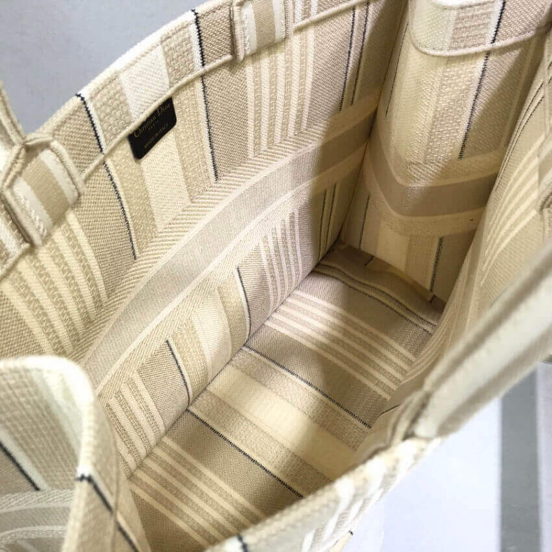 Replica Dior Book Tote Beige Stripes Embroidery M1286