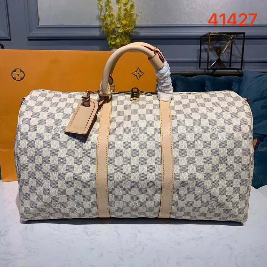 Replica Louis Vuitton Damier Azur Keepall Bandouliere 50 N41427