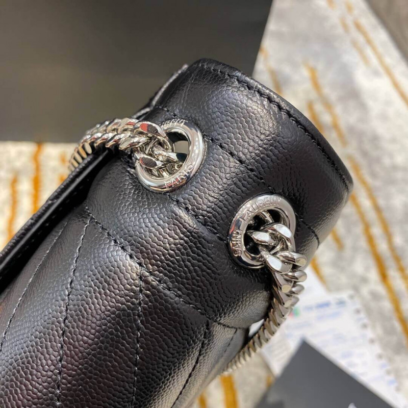 Replica Saint Laurent Grain Leather Envelope Medium Bag 487206 Black