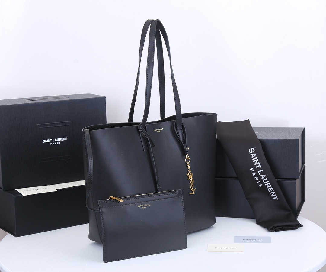 Replica Ysl Bold East/West Shopping Bag In Grained Leather