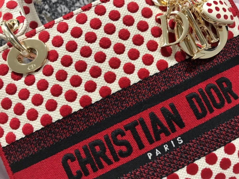 Replica Dior Aaa-Red Dots Medium Lady D-Lite Bag/Embroidered Logo