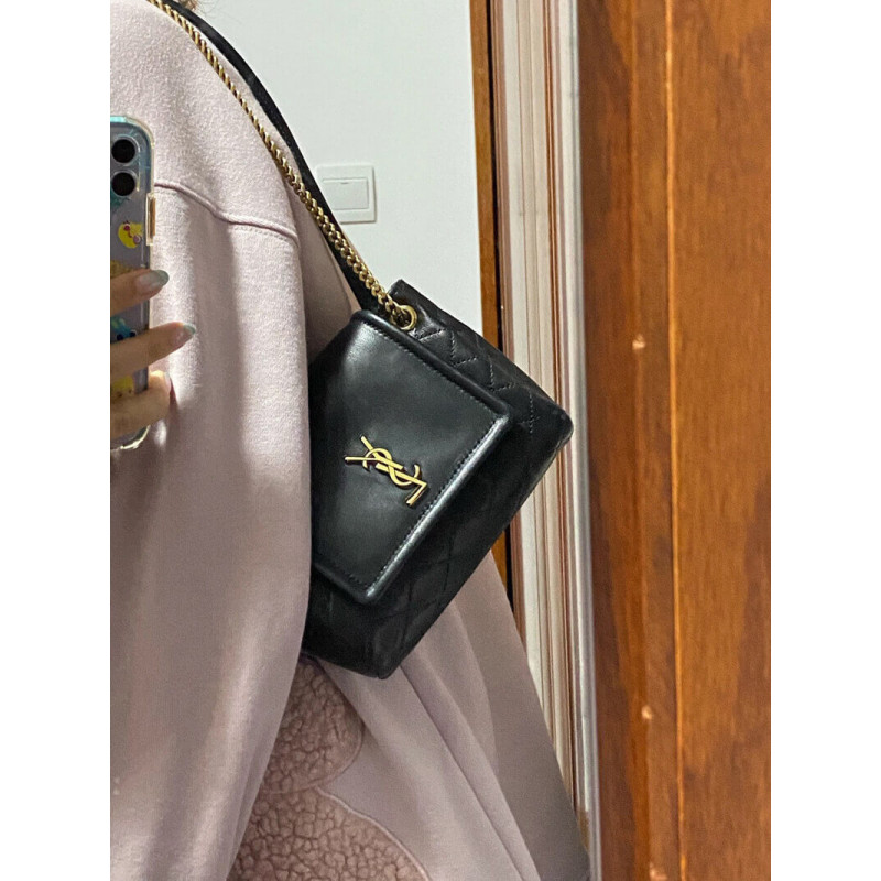 Replica Saint Laurent Nolita Mini Leather Shoulder Bag 672738 Black