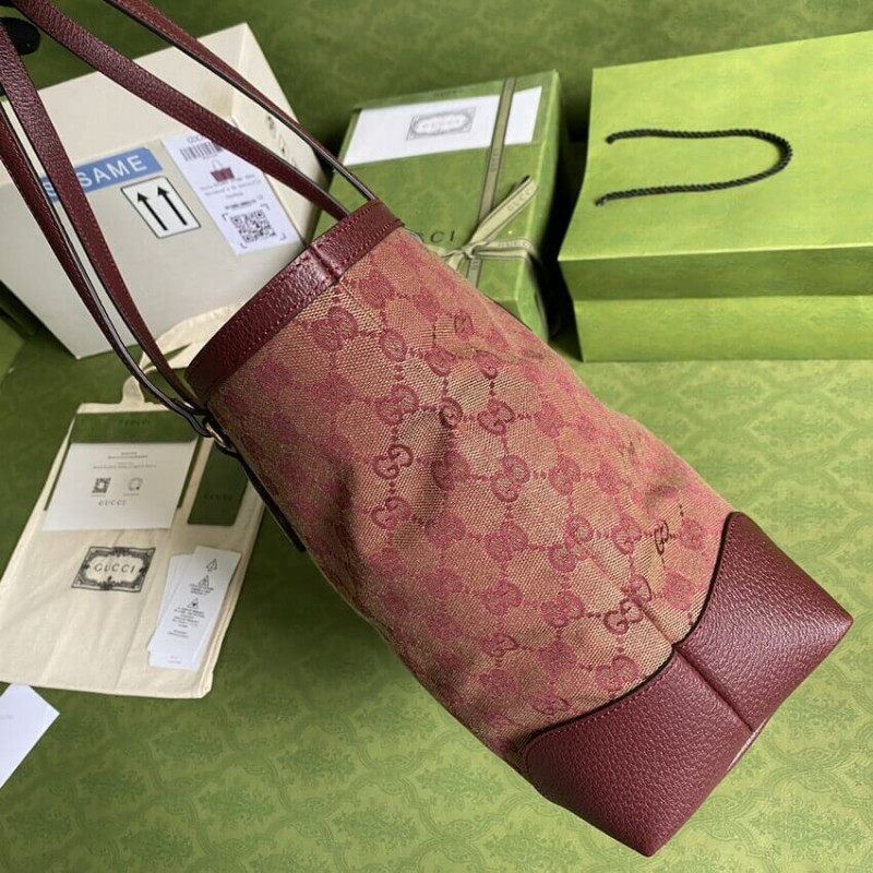 Replica Gucci Ophidia Medium Tote With Web In Burgundy Gg Canvas 631685