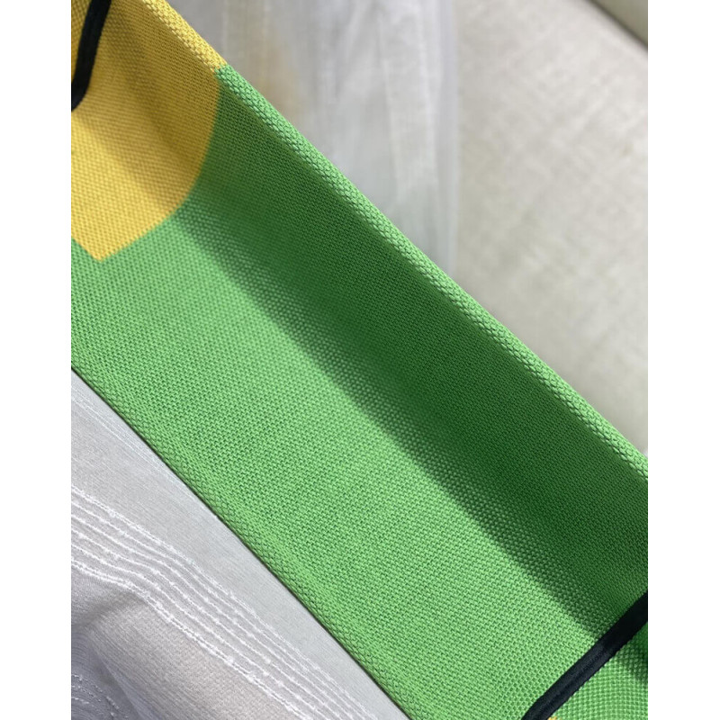 Replica Christian Dior Medium Book Tote Bright Green And Orange D-Jungle Pop Embroidery M1296