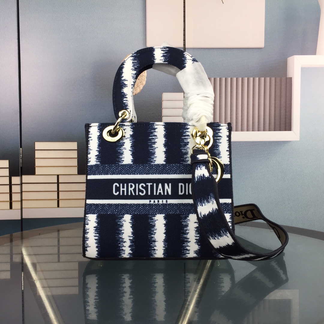 Replica Dior Medium Lady D-Lite Bag Blue/Red/O