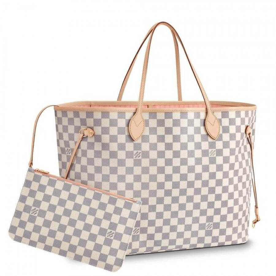 Replica Louis Vuitton Damier Azur Canvas Neverfull Gm N41604 Pink