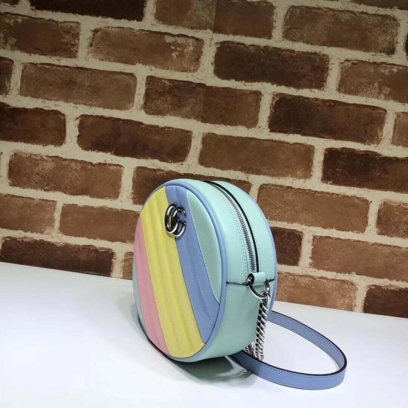 Replica Gucci Gg Marmont Mini Round Shoulder Bag In Pastel And Rainbow 550154