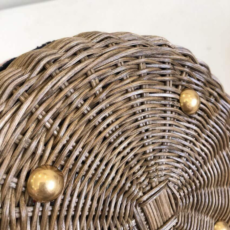 Replica Christian Dior Wicker Basket Shoulder Bag Blue Oblique M7600