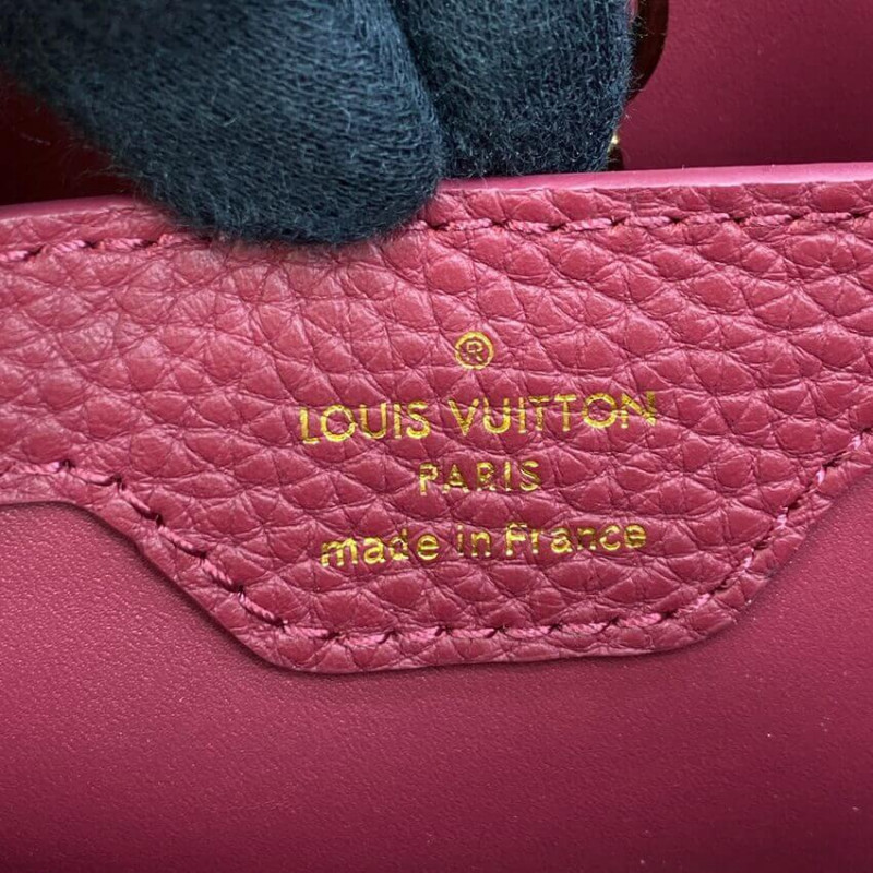 Replica Louis Vuitton Capucines Bb M59061 Eggshell/Lie De Vin Red