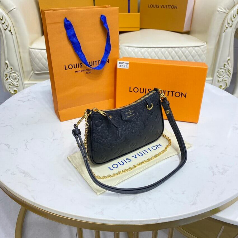 Replica Louis Vuitton Monogram Empreinte Easy Pouch On Strap M80349 Black