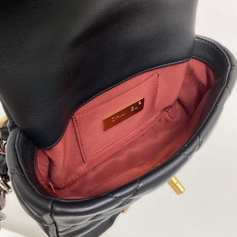 Replica Chanel Lambskin Quilted Chanel 19 Waist Bag As1163 Black
