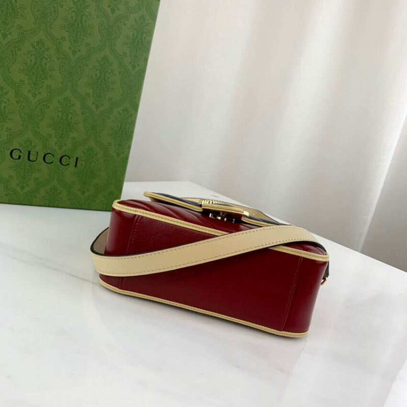 Replica Gucci Gg Marmont Mini Bag 583571 Blue And Red Leather
