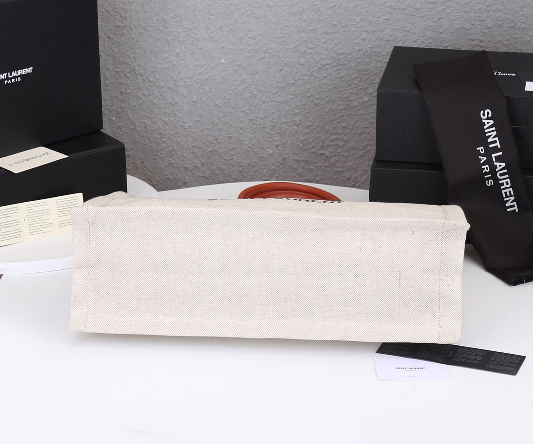 Replica Ysl Rive Gauche Tote Bag In Linen And Leather