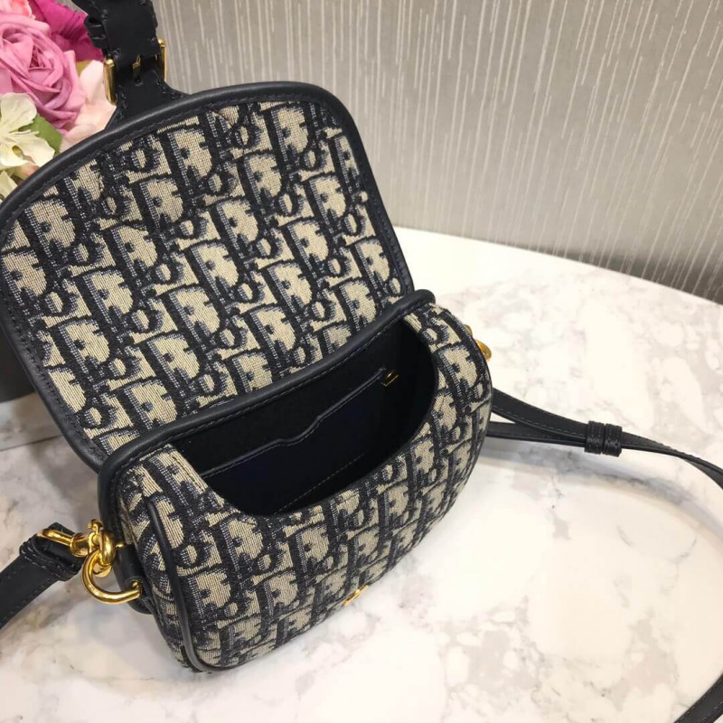 Replica Christian Dior Small Dior Bobby Bag In Blue Dior Oblique Jacquard M9317