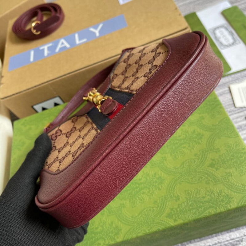Replica Gucci Jackie 1961 Mini Shoulder Bag 637092 In Burgundy Gg Canvas