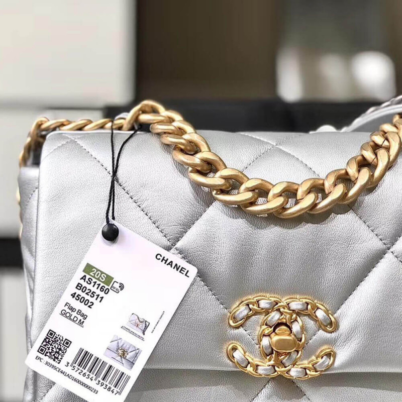 Replica Chanel 19 Flap Bag As1160 Silver