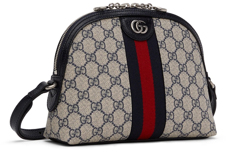 Replica Gucci Ophidia Gg Small Shoulder Bag Beige And Blue Gg Supreme Canvas 499621