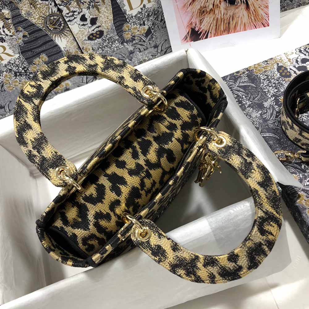 Replica Dior Aaa-Leopard Medium Lady D-Lite Bag M0566/Embroidery