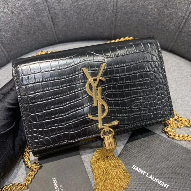 Replica Saint Laurent Small Kate Tassel Chain Bag In Crocodile Leather 354120