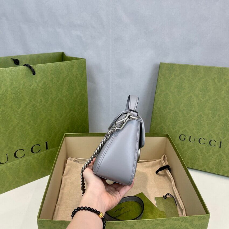 Replica Gucci Gg Marmont Grey Matelasse Leather Mini Top Handle Bag 583571