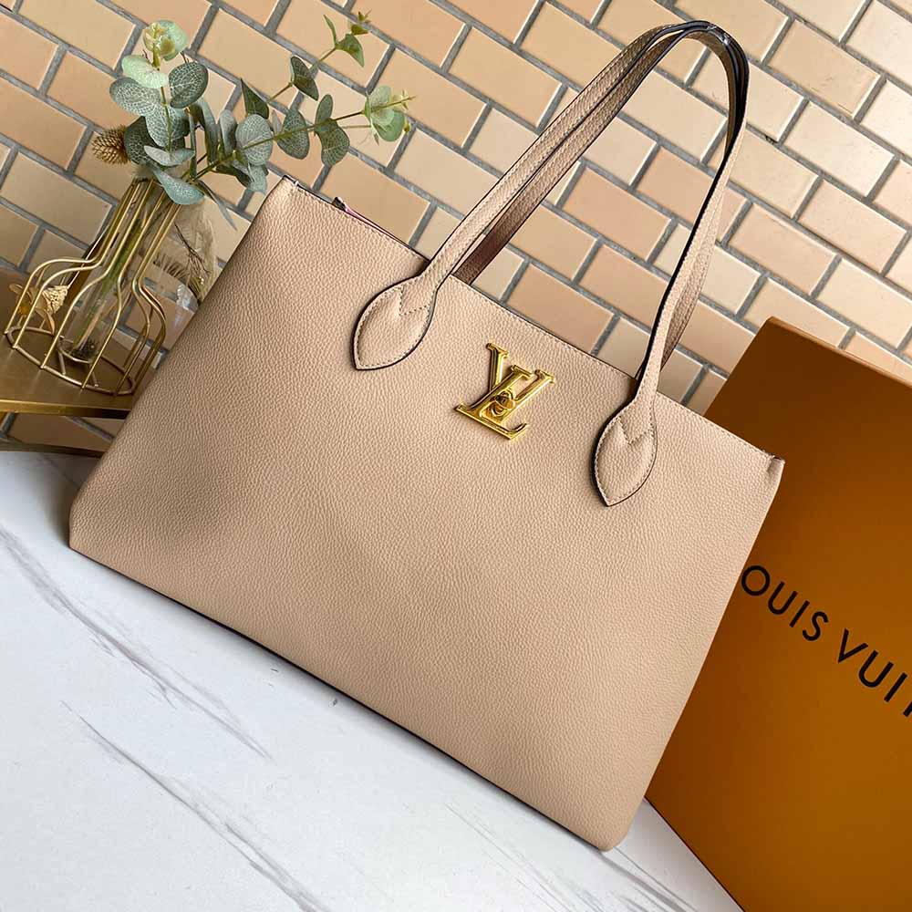 Replica Louis Vuitton Lockme Shopper M57346 Beige/Black/Green