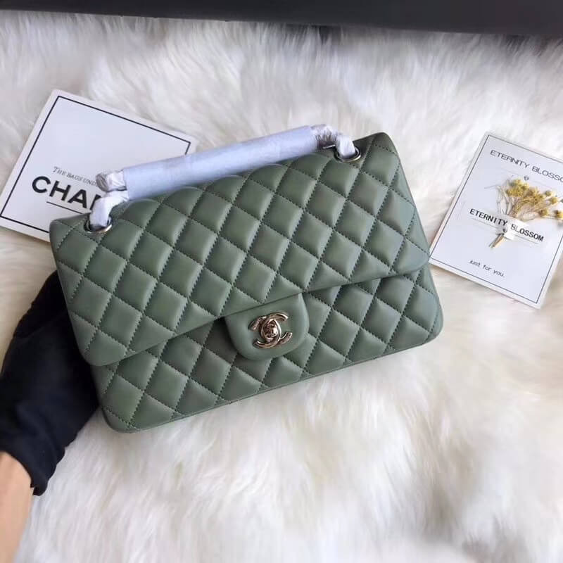 Replica Chanel 1112 Green Medium Size 2.55 Lambskin Leather Flap Bag
