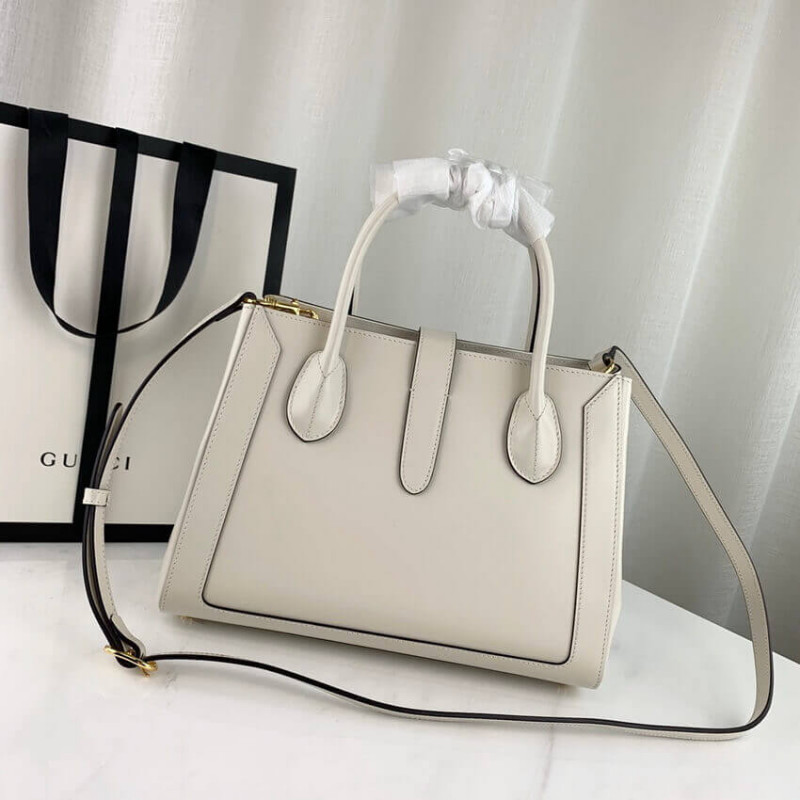 Replica Gucci Jackie 1961 Medium Tote Bag In White Leather 649016