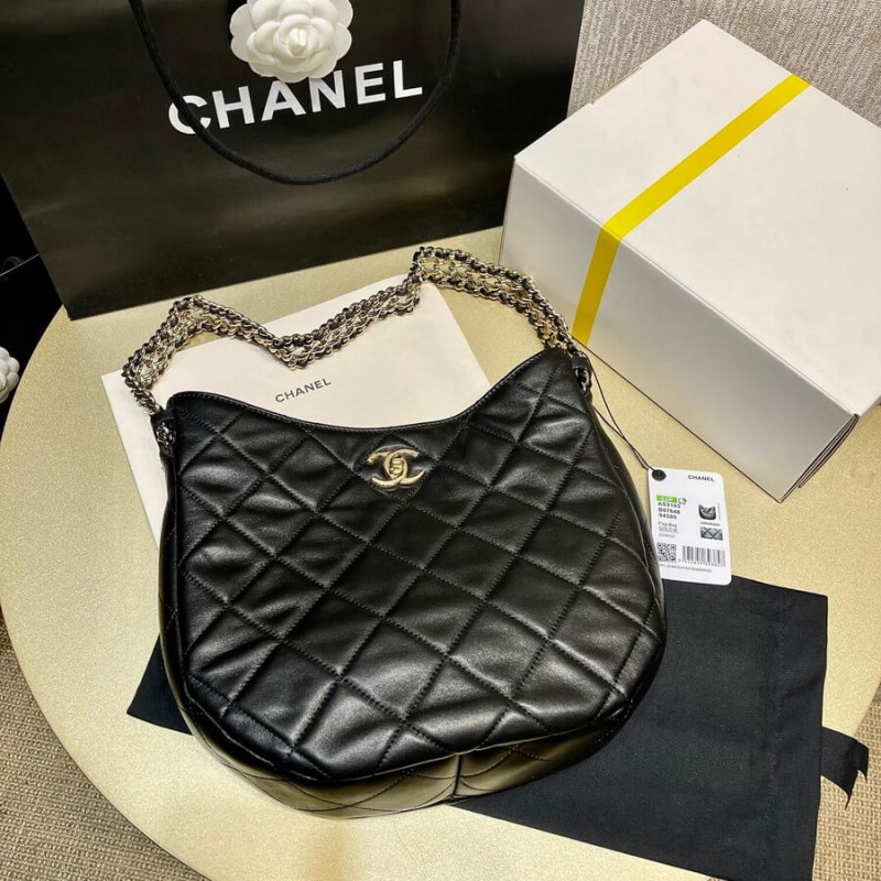 Replica Chanel Hobo Bag In Lambskin As3153 Black