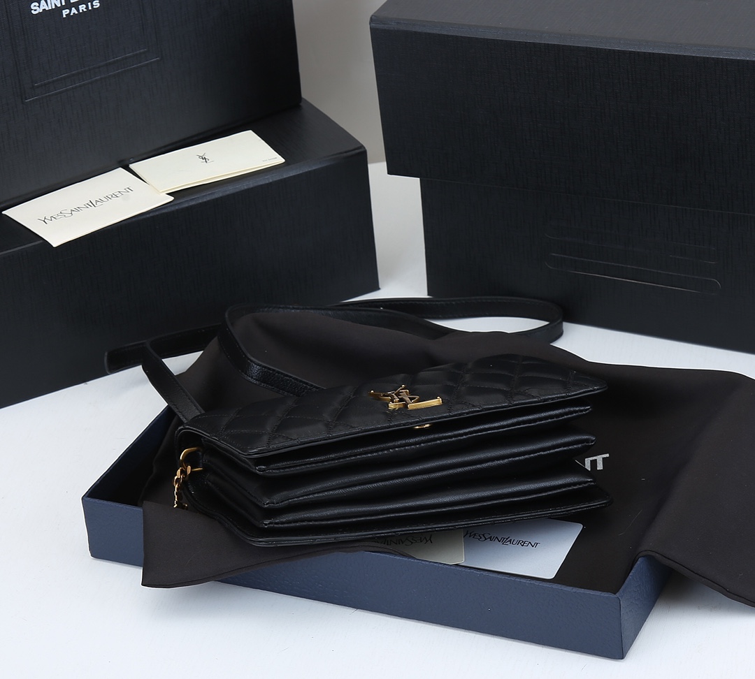 Replica Ysl Becky Chain Wallet In Quilted Lambskin 1944