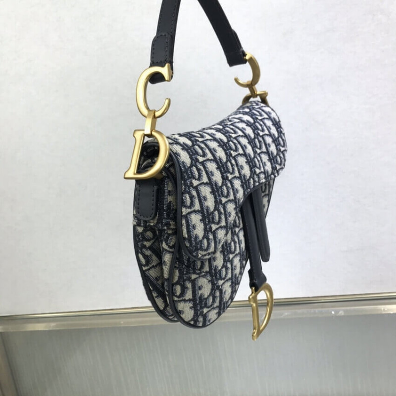 Replica Dior Mini Saddle Bag Blue Oblique Jacquard M0447