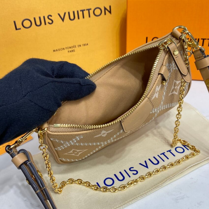 Replica Louis Vuitton Monogram Empreinte Easy Pouch On Strap M81137 Arizona Beige